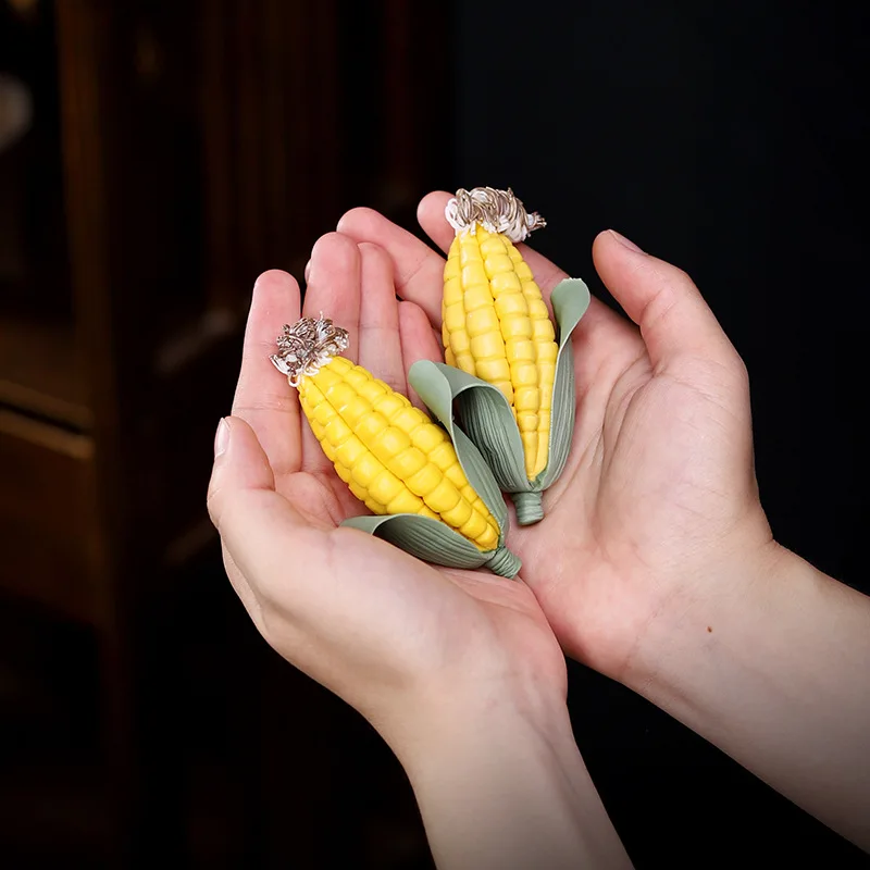 Hand-made Corn Tea Pet, Tea Tray, Ceramic Ornament, Creative Tea Ceremony, Zen Tea, Boutique Decoration