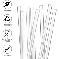 Replacement Straws for Stanley 40 oz Cup Tumbler, 12 Pack Clear Reusable Plastic Straws, 2 Straw Brushes,for Stanley Cup 5