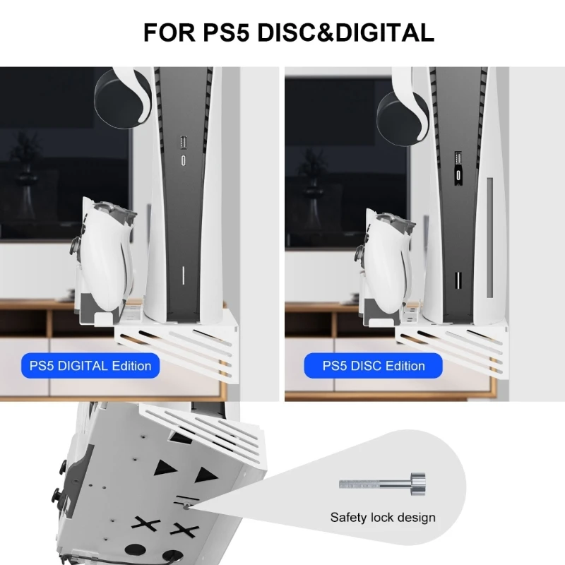 

Настенный держатель для PS 5 с вешалкой для наушников и кронштейном для игровой ручки