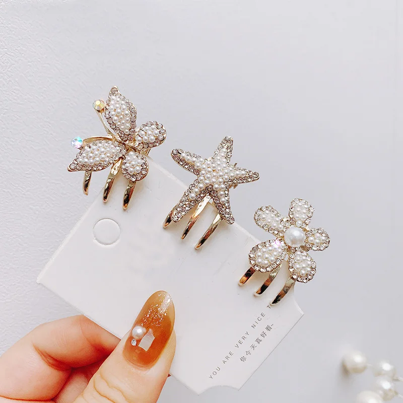 Pinos de Cabelo Estrela do Mar Grampos de Cabelo Acessórios do Pato Moda Coreana Mini Fantasia Clipe Meninas Feminino Flor Borboleta Ouro Strass 17 Computers & Electronics