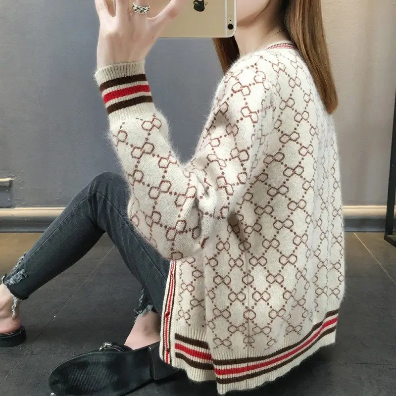 Sweater Cardigan Women\'s Autumn New Early Autumn Knitted Sweater Jacket Loose Korean Style All-match