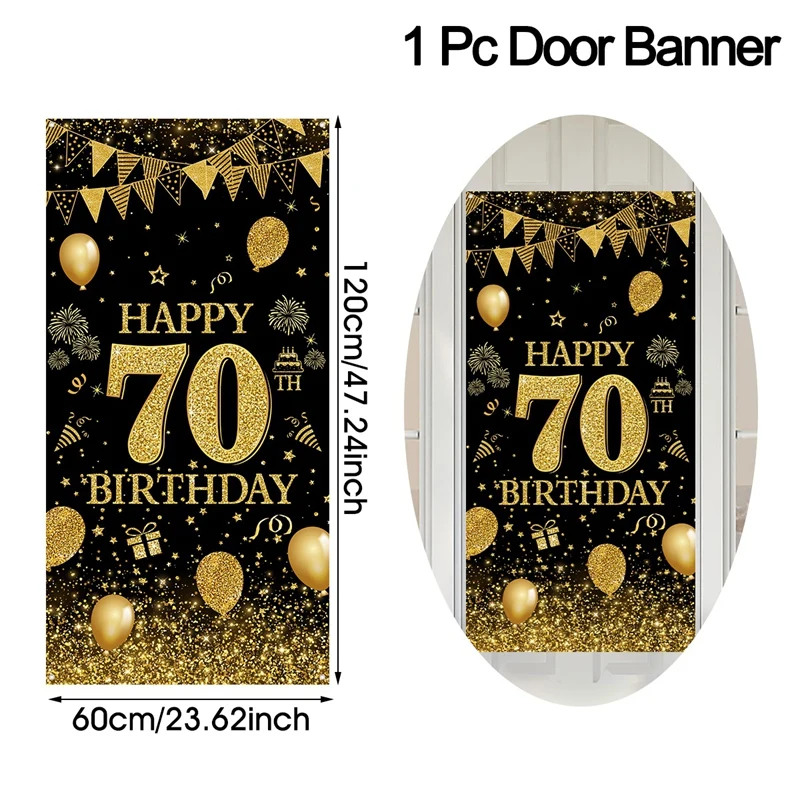 Schwarz-goldene Flagge, Türaufhängung, Banner zum 18., 30., 40., 50. Geburtstag, Partydekorationen für Erwachsene, 30, 40, 50, 60 Jahre Geburtstag, Partyzubehör – Detail 11