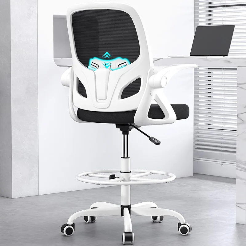 Office Desk Chair With Lumbar Support Ergonomic Office Chair With Flip-up Armrests Swivel Computer Chair For Home And Office