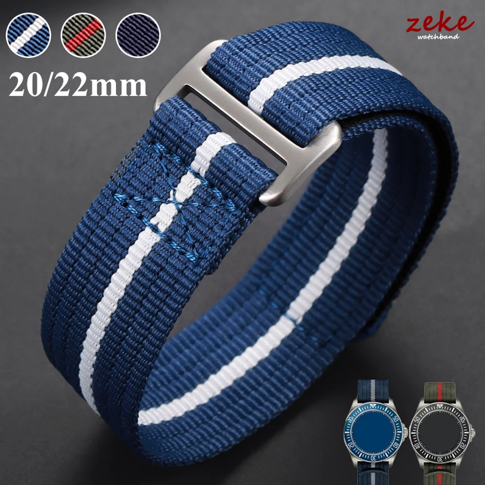 Durable Nylon Canvas Military Sports Watch Strap - Hook & Loop Closure