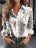 Fashion Colorful Flowers 3D Print Women's Long Sleeve Shirts Gradient Color Loose Blouse Tops Casual Fashion Women's Clothing