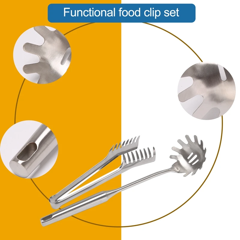 2 Pieces Stainless Steel Spaghetti Server Set Stainless Steel Spaghetti Pasta Tong Pasta Spoon Server Fork spaghetti server
