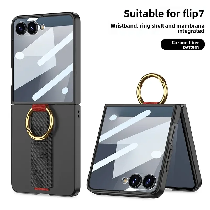Ultra Thin Ring Holder Phone Case with Wrist Strap and Tempered Film Protection