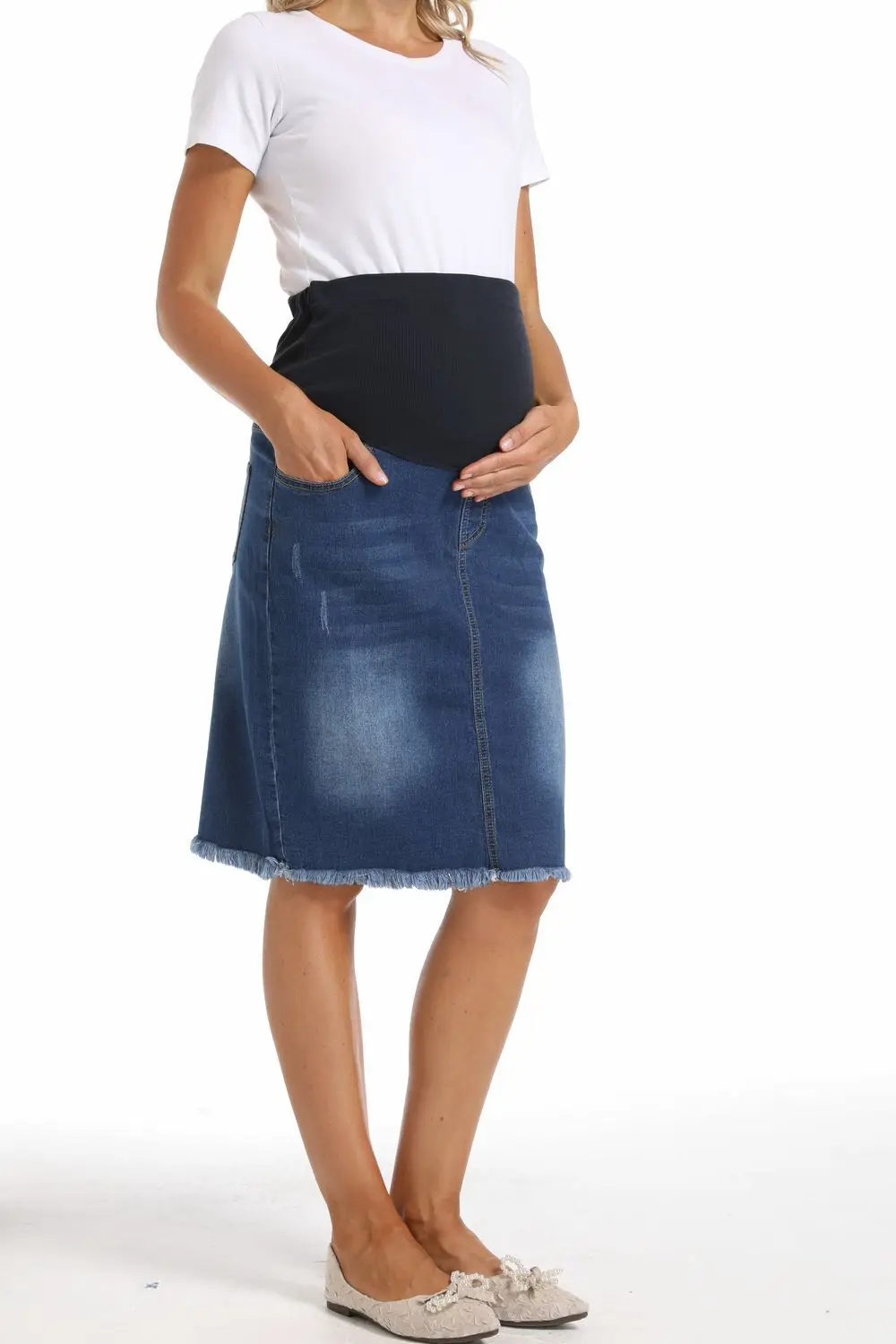 Summer Autumn Jag Denim Maternity Skirts Premama Fashion Elastic High Waist Stretch Jean Skirt Casual Pregnant Women Clothes 2XL