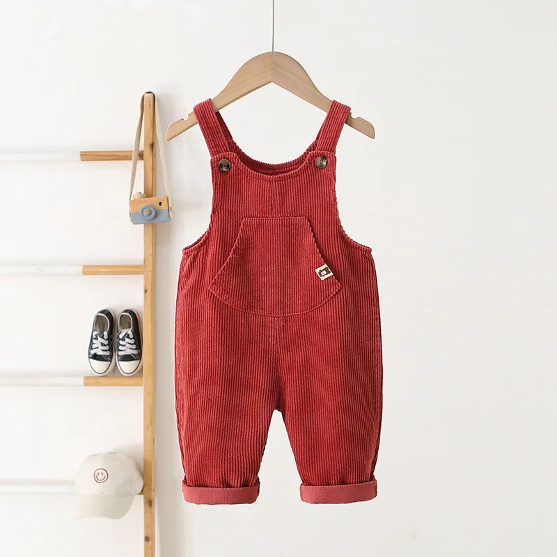 Corduroy Kids Overalls Jumpsuits for Autumn
