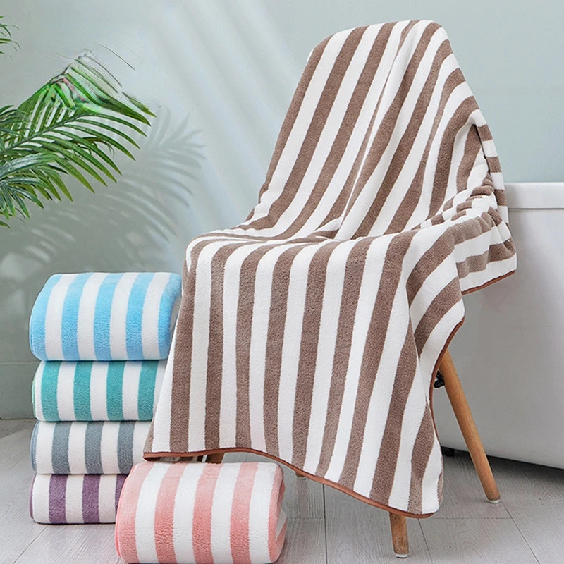 140X70cm Adult Face Bath Towel Stripe Beach Towel Male Women's Absorbent Towels Travel Sport Spa Bathroom Swim Supplies 2