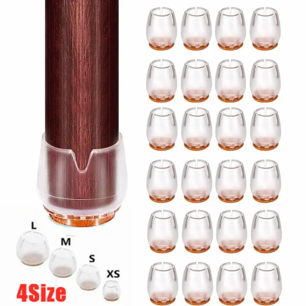 실리카 젤 테이블 양말 바닥 보호대 의자 다리 커버, 의자 다리 바닥 보호, 미끄럼 방지 가구 다리 커버, 4 사이즈 16 개  Best5