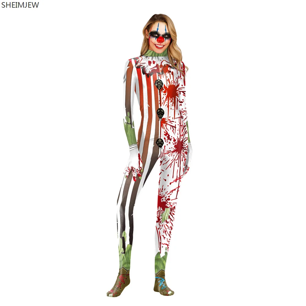 Women  Long Sleeve Cosplay Scary Halloween 3D Print Sexy Bodysuits New Halloween Party Tight Sox Jumpsuits women s high waisted women s jeans casual party jeans women street sexy women tight stretch pencil pants blue patchwork pants