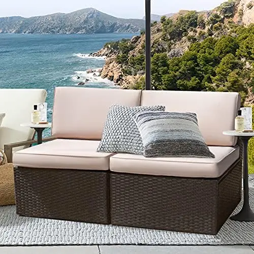 

Pieces Furniture Sets All-Weather Outdoor Sectional Armless Sofa (Beige)
