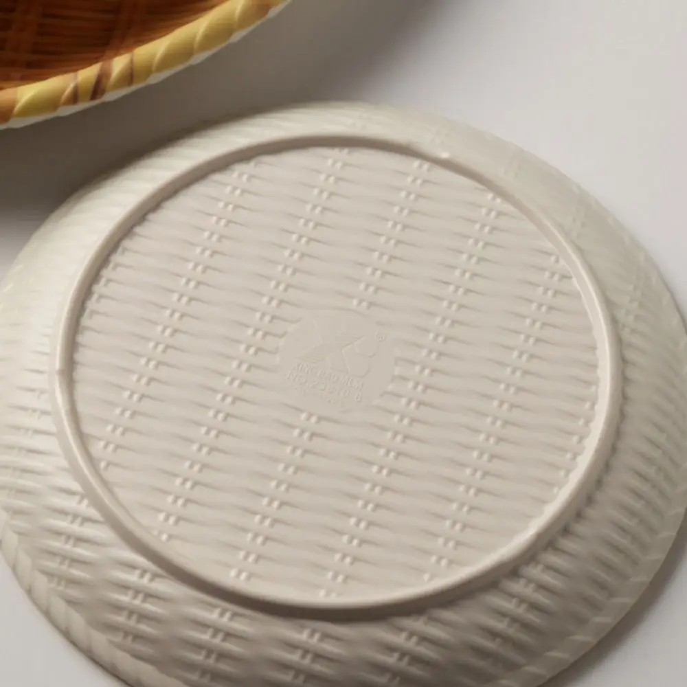 Rattan Round Biodegradable Bamboo Fiber Plate 25Cm