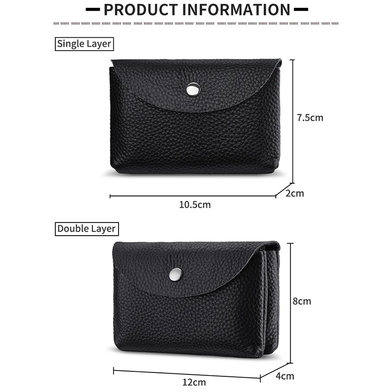 Genuine Leather Short Coin Wallets Card Holder Bag Case Portable Retro Cowhide Small Money Purse For Men Women Earphone Pouch 6