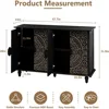 Decorative Sideboard Buffet Cabinet with 4 Doors, Black Accent Storage Cabinet with Carved Flower Pattern, Wood Credenz 2