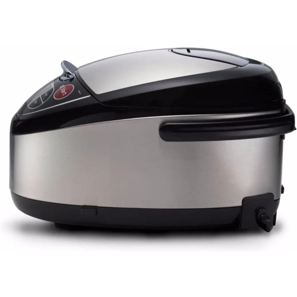 10-Cup (Uncooked) Micom Rice Cooker with Food Steamer & Slow Cooker, Stainless Steel Black