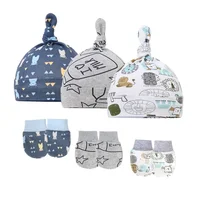 3pcs/Lot Solid Caps for Children Kids' Hat for New Born Baby Hat Birth Hat Baby Beanie Toddler Hat Glove Set Newborn Accessories 2