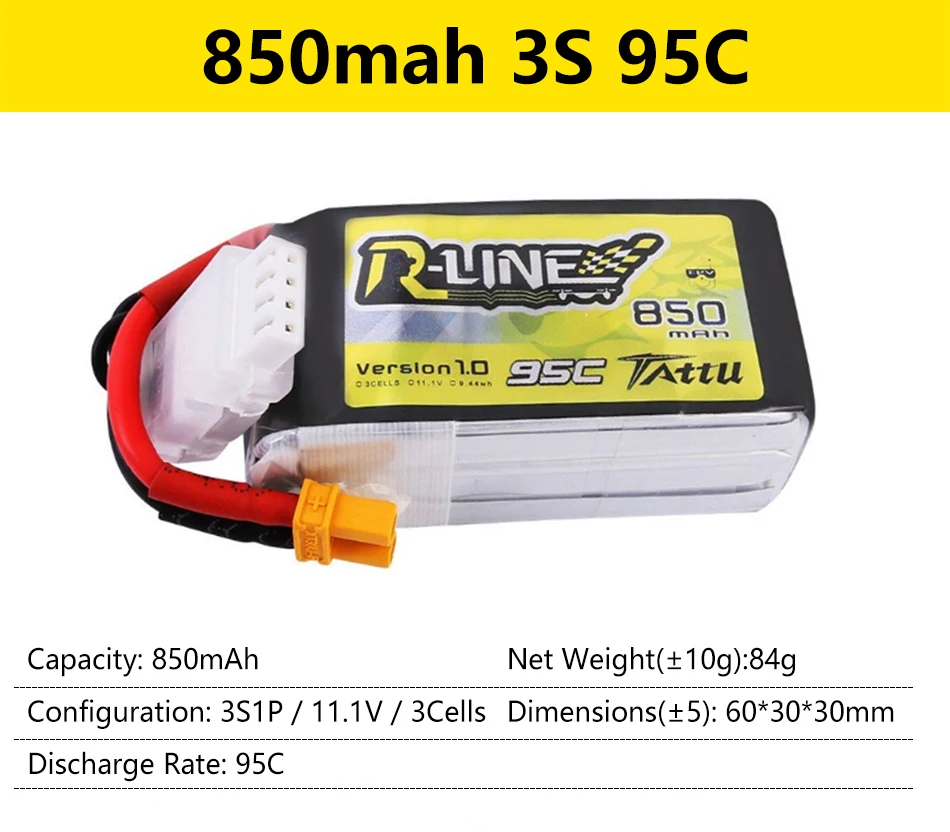 3S1P 11.1V 3Cells Dimensions(+5): 60*