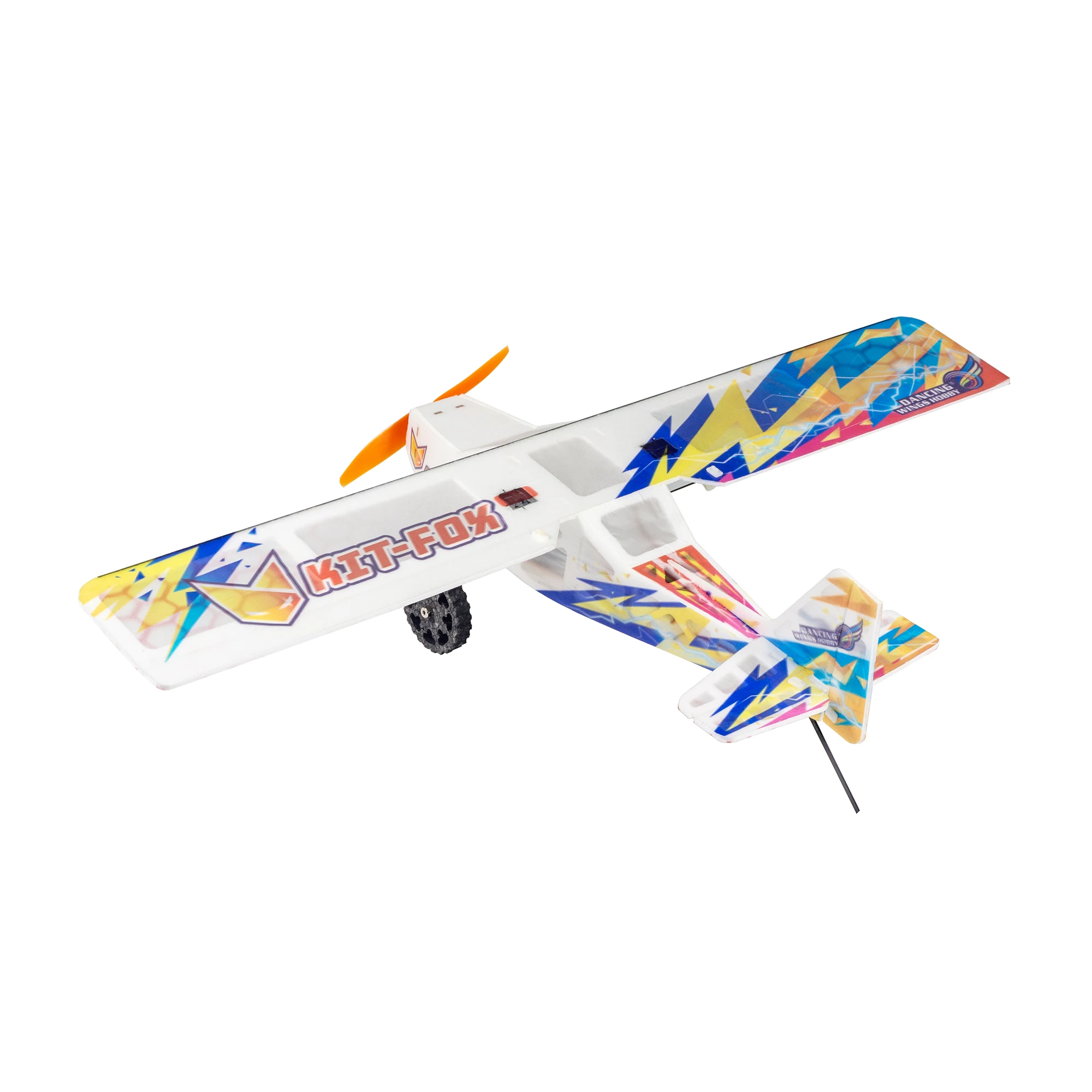 Achetez Kit Avion RC KIT-FOX Mini 570mm Mousse DIY - Volant Prêt, vue de dessous montrant le train d'atterrissage et l'hélice.