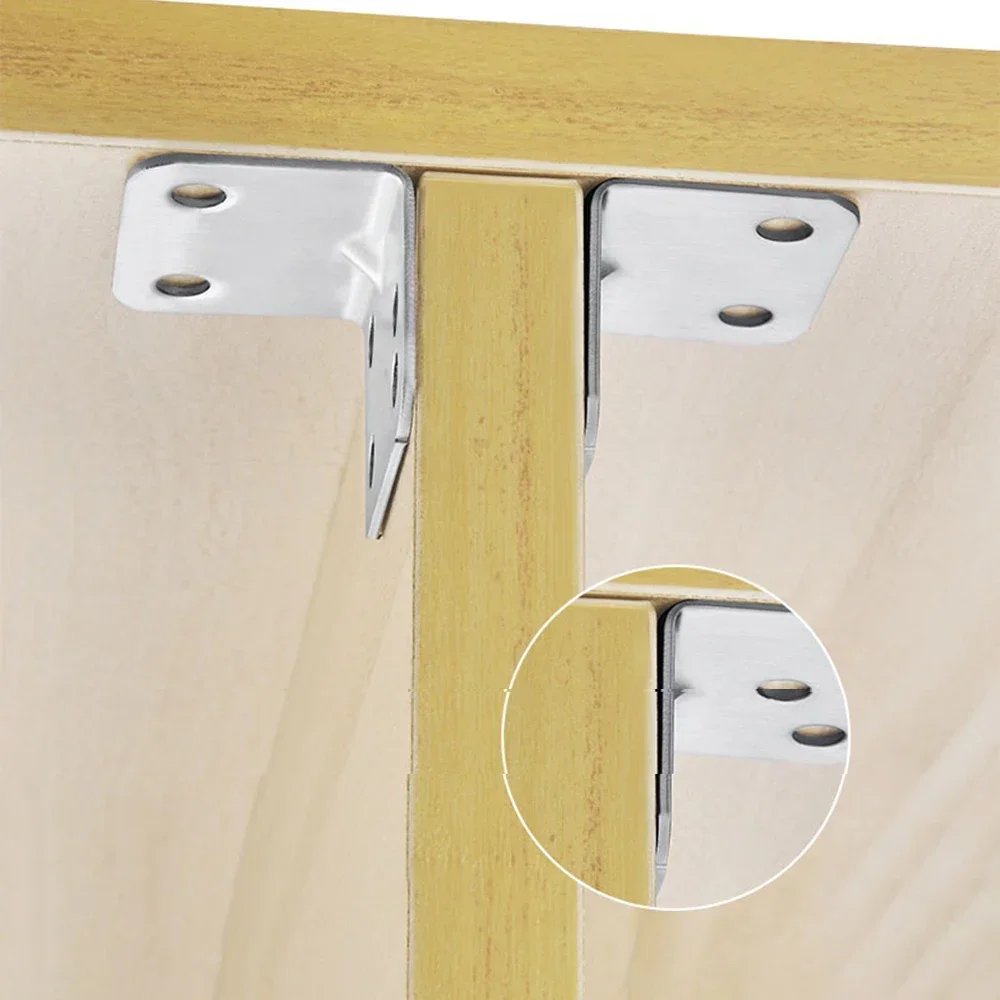 Description Picture 6 of item30/10Pcs Stainless Steel Corner Brace Corner Bracket Furniture Corner Connector Universal Joint Fastener for Wood Cabinet Drawer