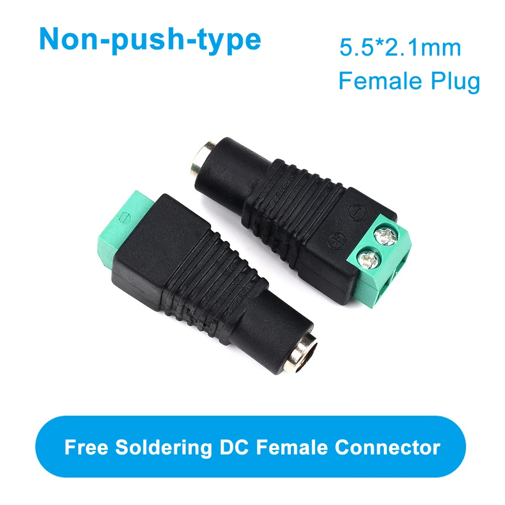 Description Picture 4 of itemDC Female Power Connector 5.5*2.1MM Solderless DC Male Conversion Terminal Push Type Non-push Type For LED/Monitoring Camera