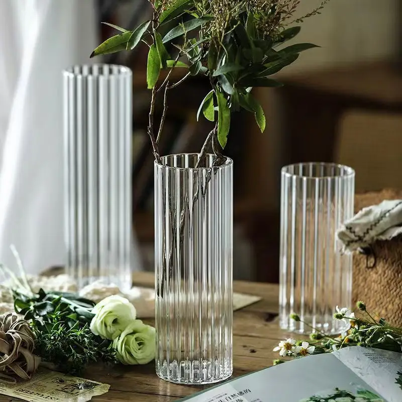 

Nordic Simple Glass Vase Hydroponic Plant Vase Transparent Tabletop Flower Arrangement Creative Home Decoration Art Glass Vase