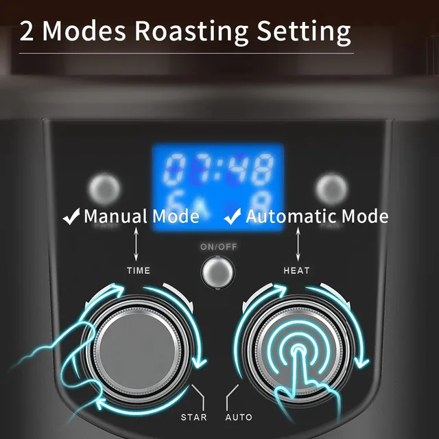 CAFEMASY Home Coffee Roaster Electric Mini No Smoke Coffee Beans Baking Roasting Machine 1400W Coffee Bean Roaster 2
