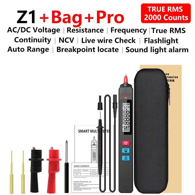 TRUE RMS Digital Multimeter Smart Auto Range NonContact Voltage Meter Multimetre Continuity Live wire Pen Tester Meter BSIDE Z5