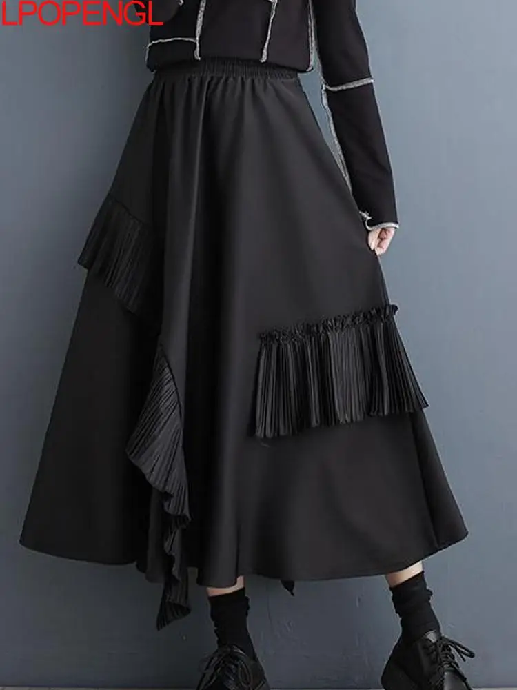 

Женская Двухслойная юбка с оборками, демисезонная свободная Асимметричная Двухслойная юбка с оборками, 2024