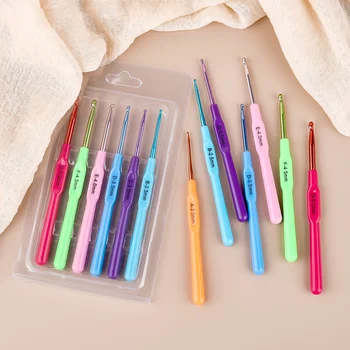 2.0mm-5.0mm Crochet Hook Knitting Needles Colorful Plastic Handle Aluminum Crochet Hooks Template Knit Needles Weave DIY Crafts 2