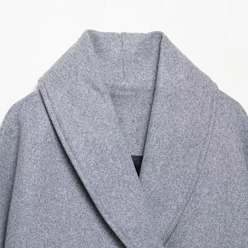 Wildleder frauen Windjacke Spitze Up Drehen-unten Kragen Korridor Typ Zweireiher Epaulet Weiblichen Mantel Straße Jacke Für damen – Detail 12