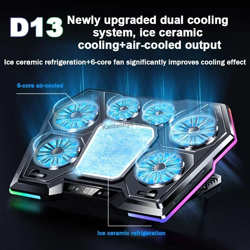 D13 Semiconductor Game Laptop Cooling Pad 8 Angles Adjustable Foldable LED Screen Notebooks Cooler Bracket For 12-21'' Computer 1