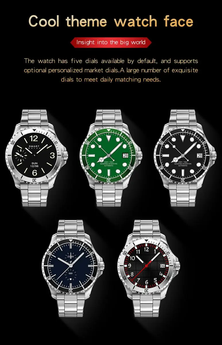 2022 New Smart Green Watch for Men Business Fashion Movement Heart Rate Fitness IP68 Smart Bracelet for Xiaomi Phone Android IOS