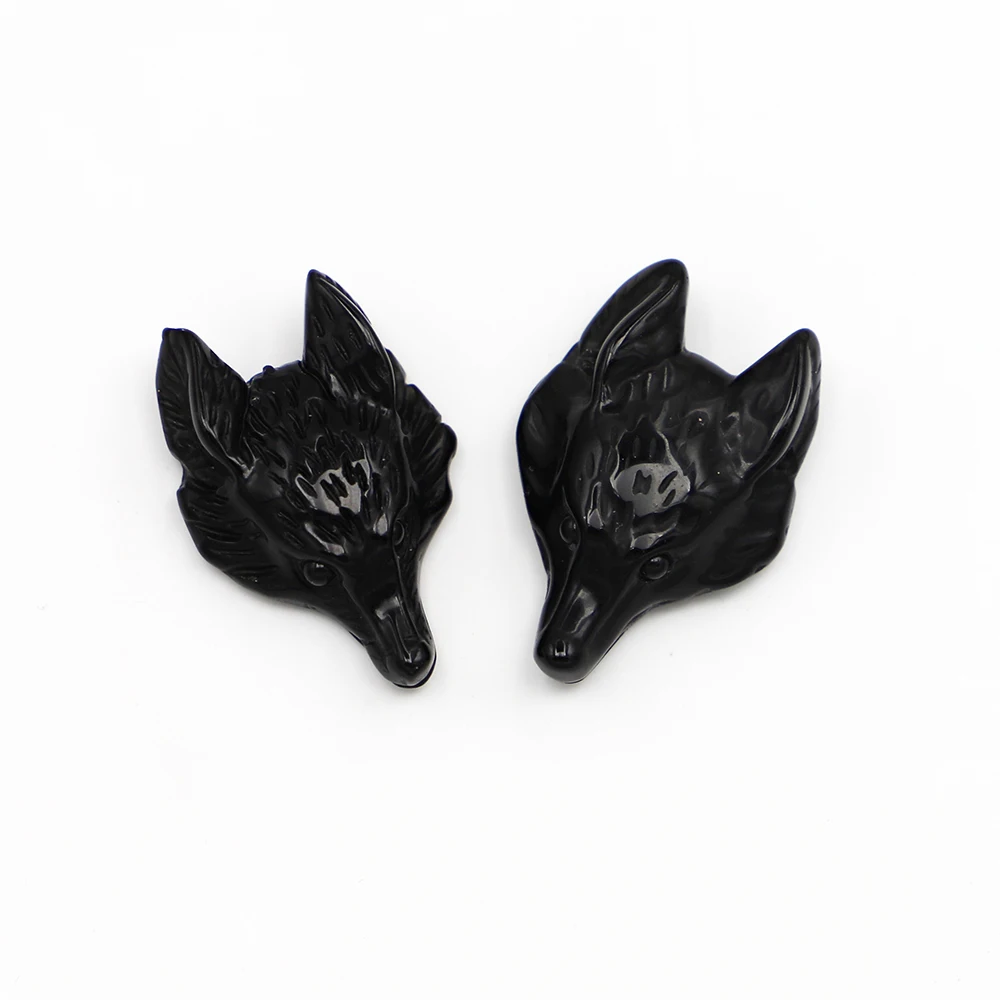 Natural Stone Pendant Wolf Head Animal Crystal Jewelry Quartz Healing Reiki Charm Handcraft Necklace Decoration Accessories 2Pcs