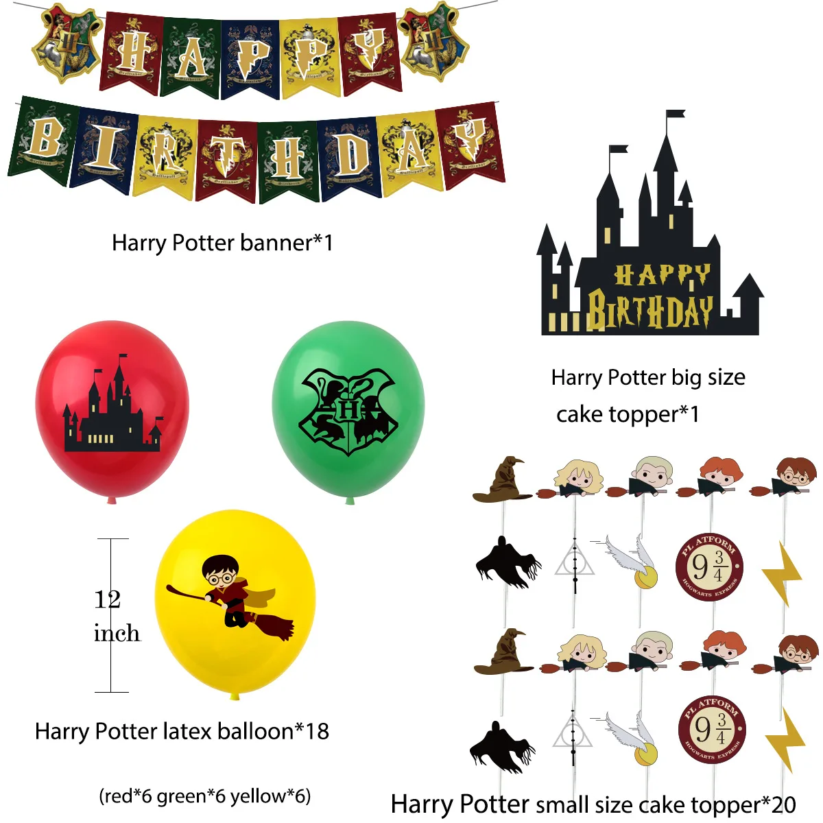Harry Potter Supplies Balloons Cartoon Magic Ballons Owl School Happy Birthday  Banner Decoration Kids Cake Topper Toy Globos - Realistic Reborn Dolls for  Sale