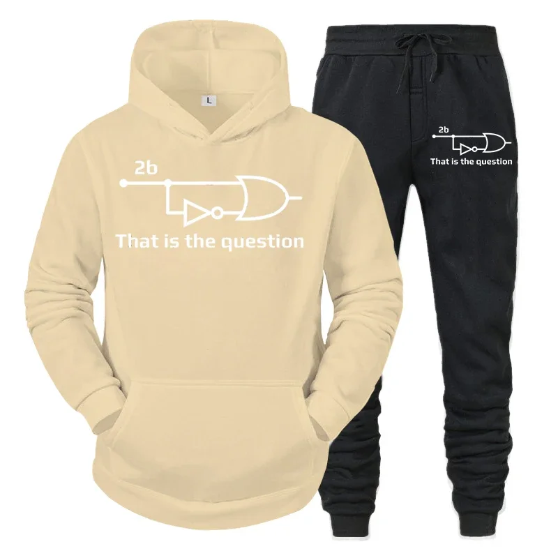 thumbnail image 1 of Conjuntos de otoño para hombre "Ingeniero eléctrico que es una pregunta" Sudadera con capucha divertida + Pantalones Trajes de 2 piezas Ropa deportiva de manga larga Pantalones de jogging, 1 of 5