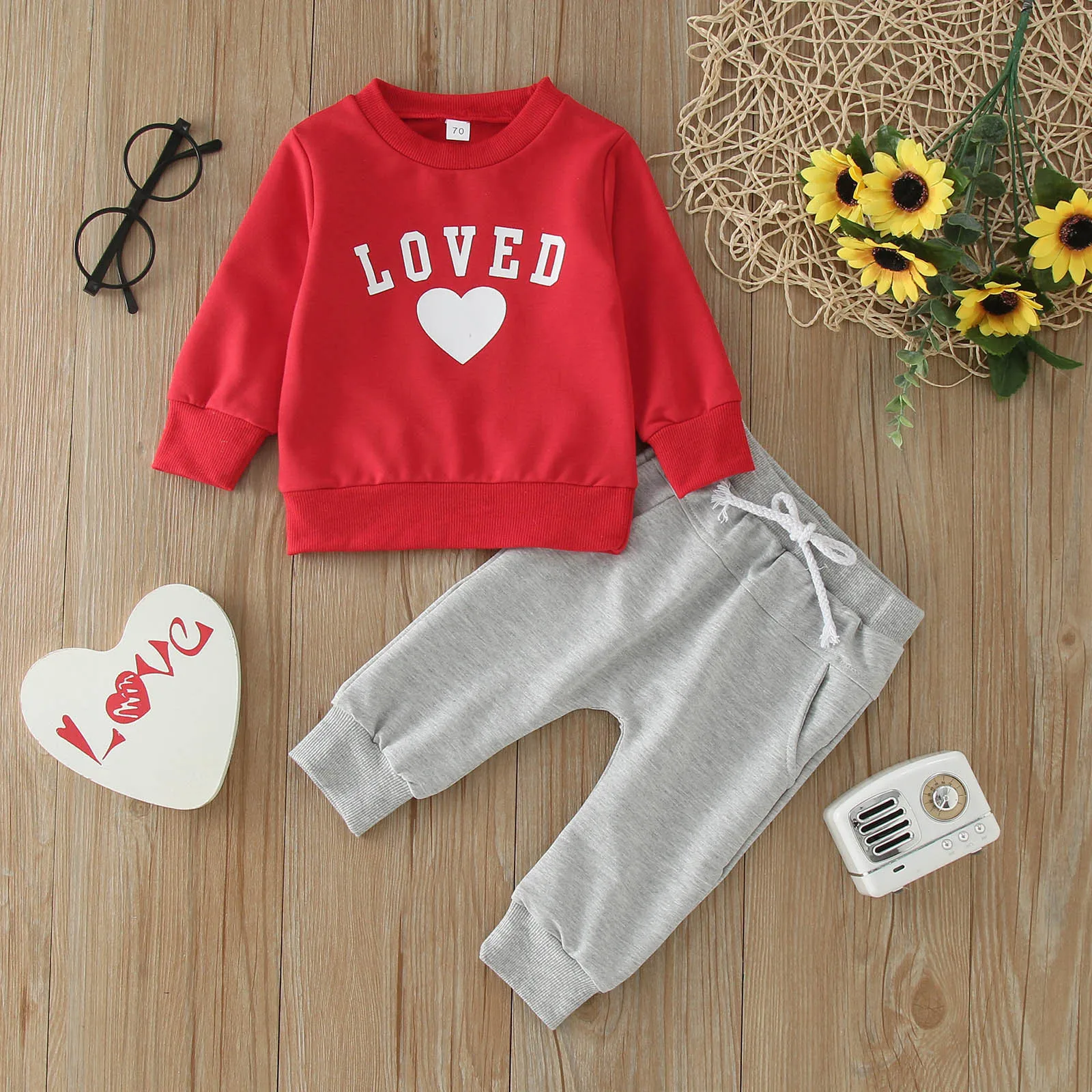 

Toddler Valentine's Day Boys Clothes Fall Winter Long Sleeve Letter Prints Tops Pants 2PCS Outfits Clothes Set Baby Boys Clothes