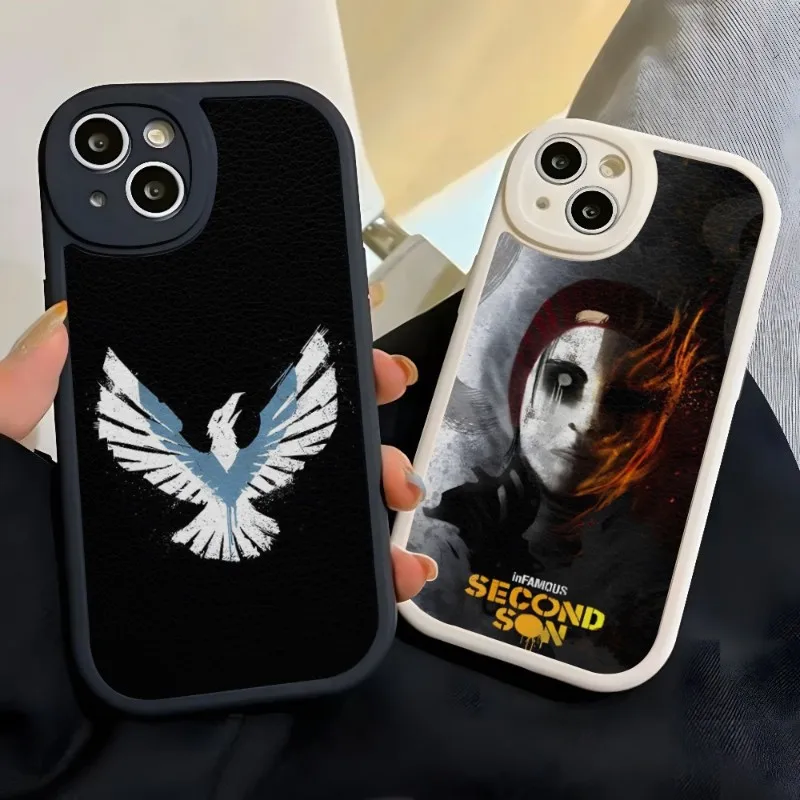 Infamous Second Son Phone Case Per Iphone 14 Pro Max 13 12 11 Mini X Xr Xs 8 7 Puls Cover In Silicone Pelle Di Agnello