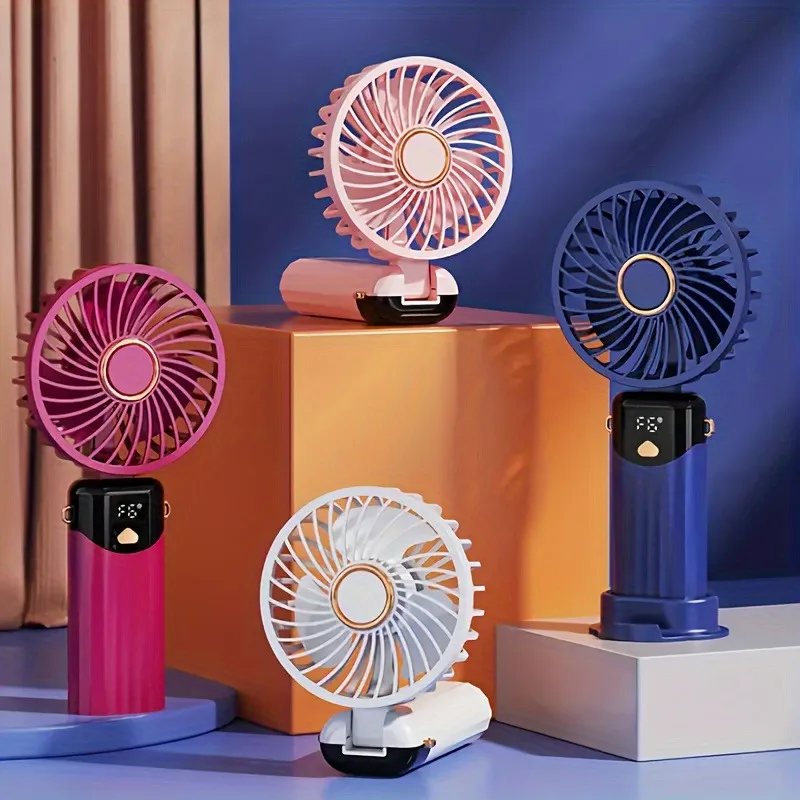 Handheld Folding or String Neck-hanging Small Fan USB Charging Small Fan Handheld Portable Fan Displaying Battery Capacity 1 S30ca839b3abd4a5aa1422322f699a18aU
