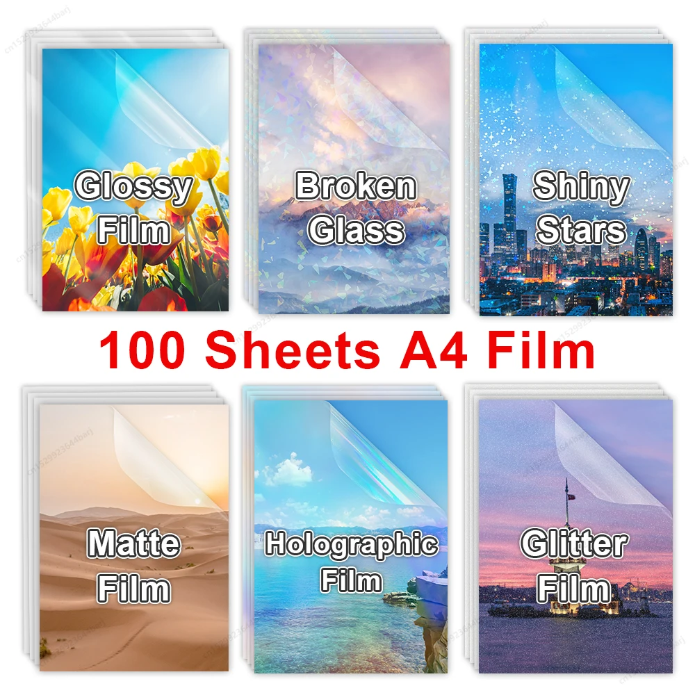 100 Sheets Cold Laminating Film A4 Size Stars Clear Self Adhesive Waterproof Rainbow Transparent Overlay Photo Laminating Film lamination film