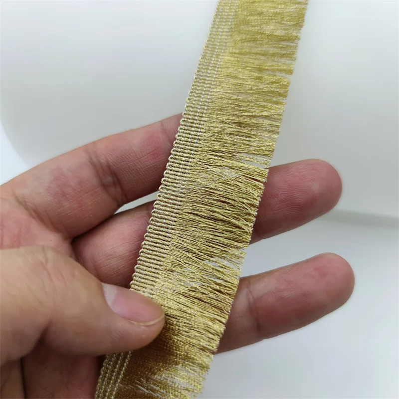 Gold Fringe Trim Lace Ribbon DIY Sewing Dress Garment Decoration Accessories 2.5cm Wide