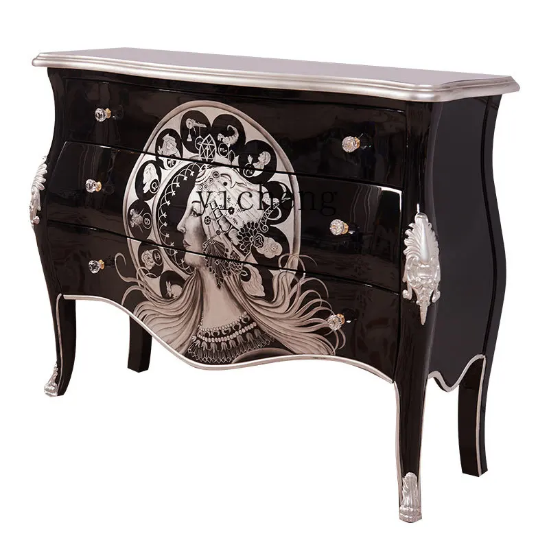 

XL New Classical Furniture Household Light Luxury Decoration Cabinet Solid Wood Foyer Doorway Curio Cabinet