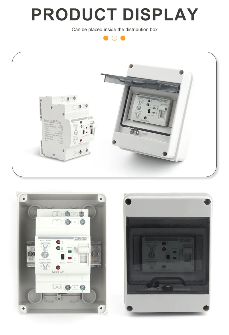 DIY GO DIN-Schienen-Mini-ATS 2P 4P 80A 220V/110V Dual-Power Automatischer Umschalter für unterbrechungsfreie Stromversorgung – Detail 9