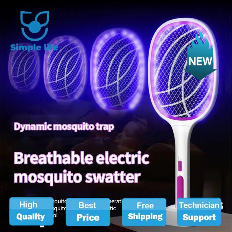 

IN 1 Electric Flies Swatter Killer with UV Light Fly Zapper Racket Rechargeable Mosquito Racket Anti Bug Zapper