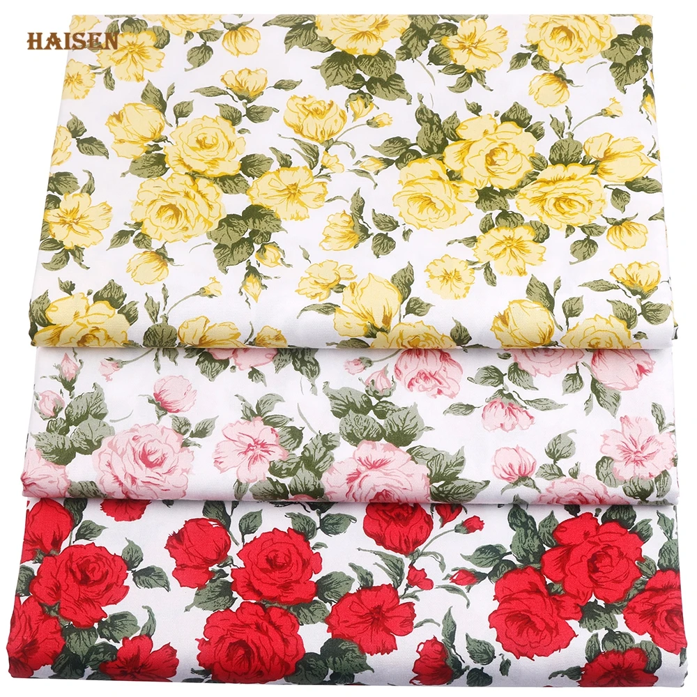 

Vivid Rose Flowers Series Printed Twill Fabrics Cloth For DIY Sewing Baby&Child Quilting Bedsheet Clothes Skirt Textile Material