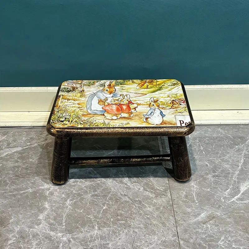 Four legged shoe changing stool, stylish and creative living room coffee table, rectangular and short cartoon children's chair
