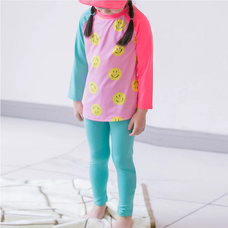 Kids split swimsuit girls long sleeves long pants quick drying breathable sun protection boy baby beach spa swimsuit