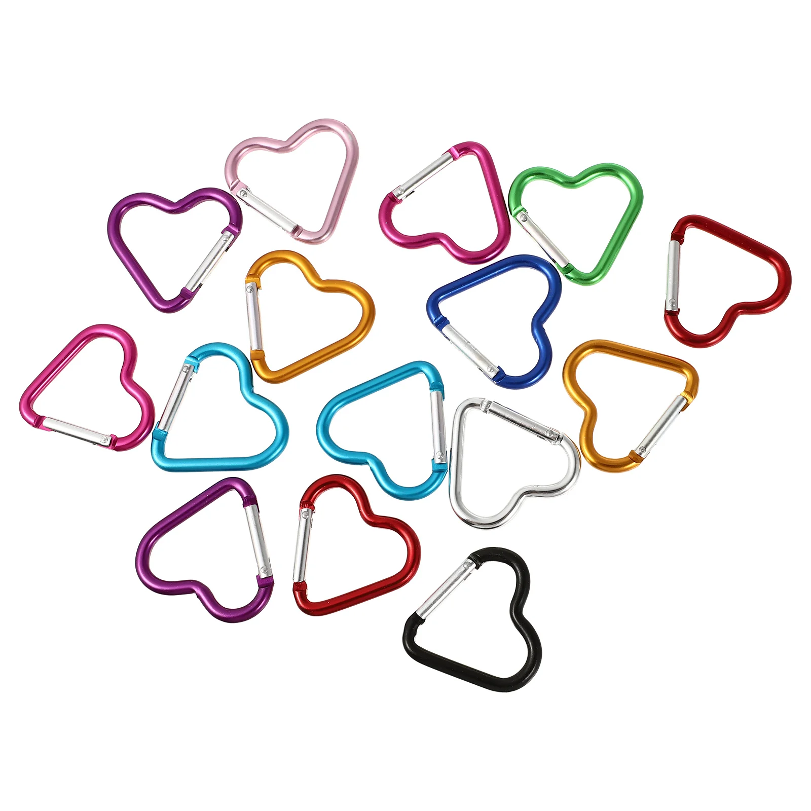 

15 Pcs Heart Shaped Carabiner Outdoor Camping Buckle Aluminum Alloy Key Chain Clip Hooks