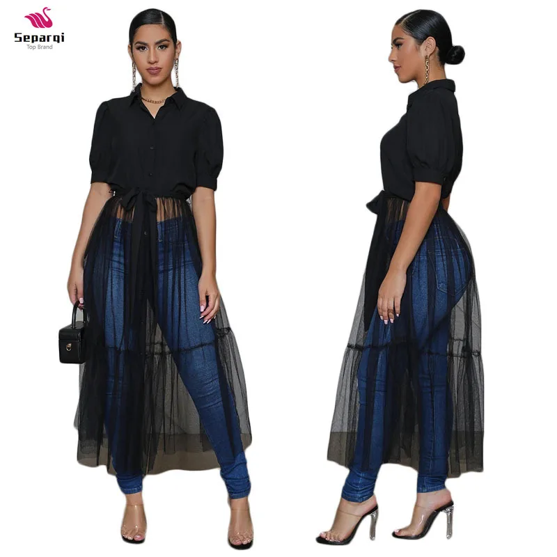 

Fashion Shirt Style Button Gauze Dress Ladies Long Street Solid Color Dress Casual Home Commuting Dress Female Wholesale
